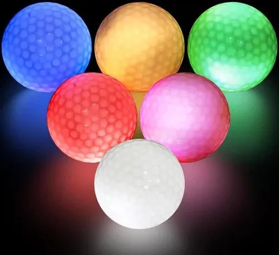 Zdjęcie produktu dla Piłki golfowe LED – 6 sztuk kolorowych piłek golfowych z podświetleniem, przystosowanych do treningu nocnego.