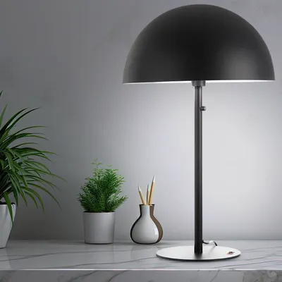 Produktbild von LED Retro Tischleuchte, Pilzdesign Metall grau, H 73 cm