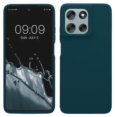 Produktbild von kwmobile Handyhülle für Motorola Moto G56 5G Hülle - Case Silikon - Kabelloses Laden - Schutzhülle Cover in Petrol matt
