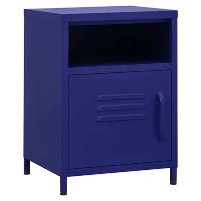 Image de vidaXL Tables de nuit 2 pcs. Bleu marine 35x35x51 cm Acier