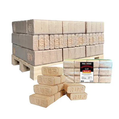 Produktbild von PINI RUF Holzbriketts 100% Buche 300 kg Palette Hartholz Briketts für Kamin Ofen Feurstelle Grill