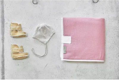 Produktbild von KraftKids Reisewickelunterlage Musselin rosa 3 Lagen wasserundurchlässig weich Frotte 100% Baumwolle