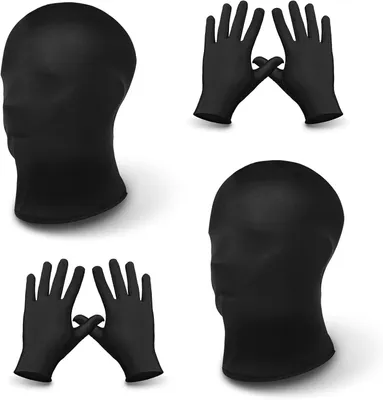 Zdjęcie produktu dla Maskers Halloween - Zestaw 4 sztuk - Uniwersalny - Czarna maska na całą twarz