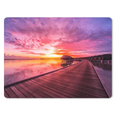 Produktbild von MuchoWow® Mauspad Mousepad Steg - Wasser - Sonne - Rosa - Horizont 23x19 cm - Mousepads - Maus Mat - Pad - Mausunterlage - Schreibtischunterlage - Mauspad