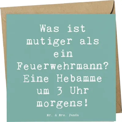 Produktbild von Mr. & Mrs. Panda Klappkarte Spruch Mutige Hebamme - Meeresbrise - Geschenk, doppelkarte, Berufsprodukte, Mutter, handgefertigte Geschenke, Schwangerschaft, Berufe, Beruf