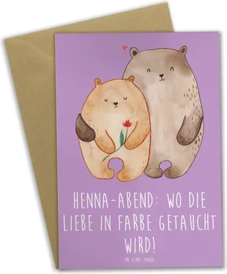 Produktbild von Mr. & Mrs. Panda firmungskarte Henna-Abend Farbenliebe - Lavendeltraum - Geschenk, Geschenke, Glückwunschkarte, Heiraten, Hochzeit, einladungskarten, weihnachtskarten