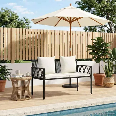 Produktbild von Möbel Bänke für Outdoor 2 -Seater 116 x 56 x 75 cm Poly-Rattan - Gartenbänke CC1079