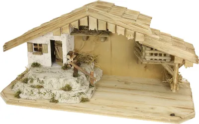 Produktbild von Krippenstall Ottobeuren aus Holz für 10-12 cm Figuren, Deko