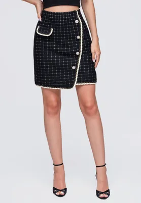 Produktbild von LARICA Damenrock Mini Hochbund Eleganter Stil OW-GL-E0022 black XS/S
