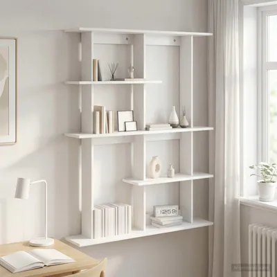 Obrázok produktu pre Maison Exclusive – Nástenná polica, biela, 102 x 20 x 130 cm, drevovláknitá doska