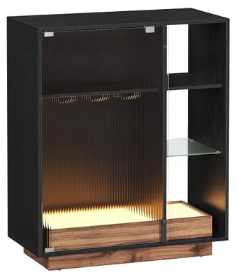 Obrázok produktu pre Vínna skrinka – Skrinka na nápoje – Barová skrinka – Doska z drevotriesky – Vlnité sklo – 42 x 88 x 105 cm