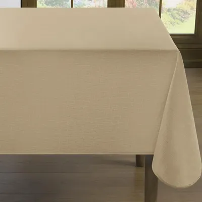 Produktbild von Wachstuchtischdecke 240x140 cm Leinenoptik wetterfest wasserdicht Outdoor Beige