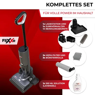 Produktbild von Flixxe X3 Premium, 3-in-1 Stabstaubsauger, Beutellos, Schwarz, 0,7 l, 0,7 l, Trocken&Nass