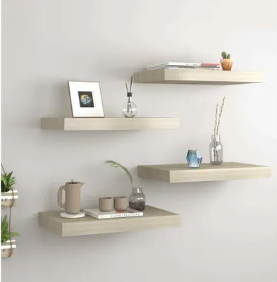 Immagine prodotto di Maison Exclusive - Set di 4 mensole sospese, colore noce, dimensioni 40x23,5x3,8 cm, realizzate in MDF
