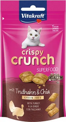 Produktbild von Vitakraft Crispy Crunch, Leckerli, Katze, Huhn, Türkei, 60 g, Zuckerfrei