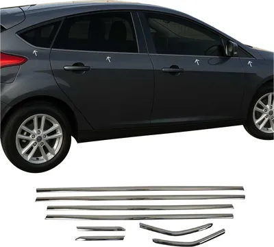 Obrázek produktu pro Okenní lišty pro Ford Focus 2011-2018 nerezová ocel tmavá 8ks