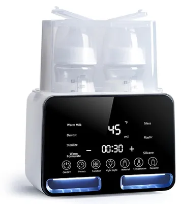 Produktbild von Baby-Flaschenwärmer 8-in-1 – erwärmt 2 Flaschen (weiß) – mit Sterilisator & Temperaturregelung, Babykostwärmer für Flaschen & Auftauen von Speisen