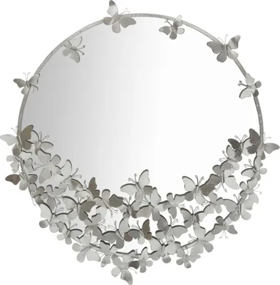 Zdjęcie produktu dla FURNLUX Lustro ścienne motyl srebrny 91cm / Kolor główny: srebrny / Wymiary: 91 x 94 x 3 cm
