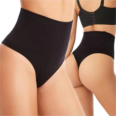 Produktbild von Damen Slip Bauchweg Tanga Brazilian schwarz Baumwolle xxl