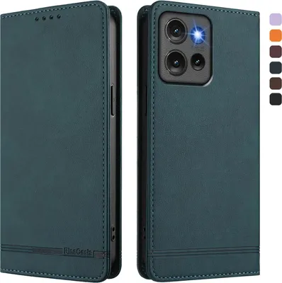 Image de Etui pour Motorola Edge 50, étui rétro en cuirPolyuréthaneavec support et fentes pour cartes vertes