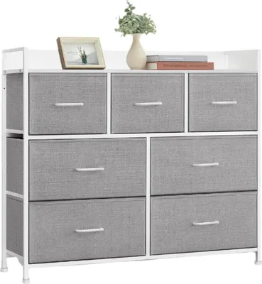 Obrázek produktu pro Skříň se 7 zásuvkami a látkovými dvířky – 28,5 x 98 x 85 cm