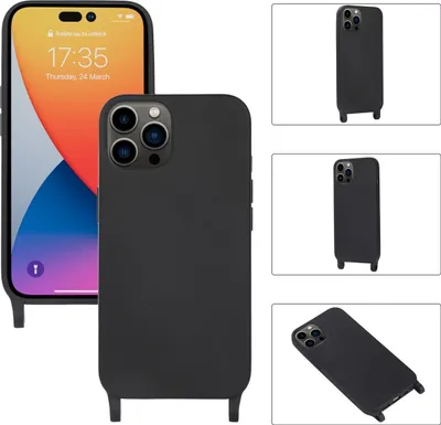 Produktbild von Mobigear Lanyard iPhone 14 Pro Silikon Handykette - Schwarz