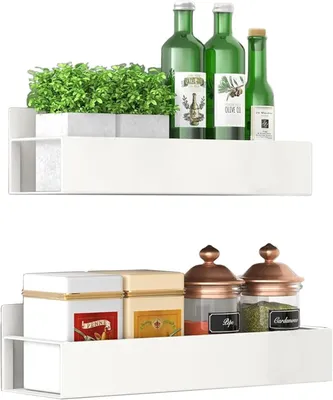 Produktbild von Magnetisches Kühlschrankregal, Gewürzregal (2-teilig), hängender Küchenorganizer/Aufbewahrungsregal (weiß)