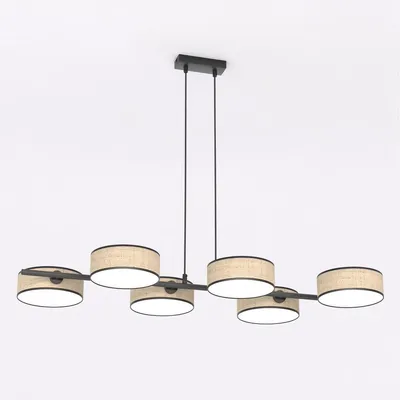 Immagine prodotto di Lampada a sospensione Drumz in acciaio nero e rattan