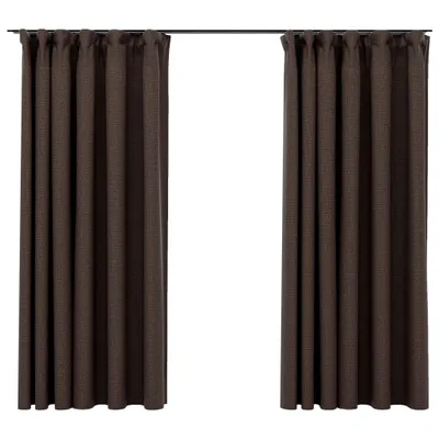 Produktbild von vidaXL Verdunkelungsvorhänge Haken Leinenoptik 2 Stk. Taupe 140x175 cm