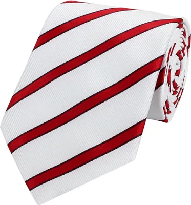 Produktbild von Fabio Farini - 1 Stück gestreifte Herren Krawatte - Tie mit Streifen in 6cm oder 8cm Breite Breit (8cm), Weiß/Weinrot/Signalrot