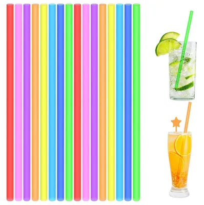 Productafbeelding van Herbruikbare rietjes, 100 stuks, kleurrijk, 19 cm, geschikt voor smoothies, sap en cocktails
