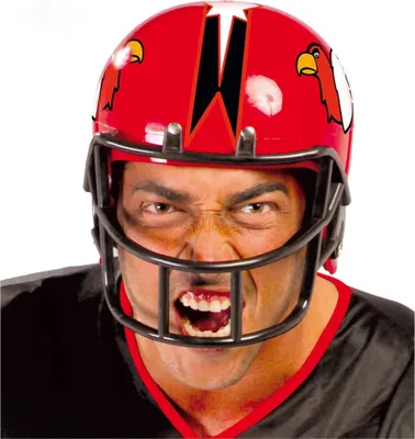 Immagine prodotto di Casco sportivo Nero Forte Sicuro Avventuroso Carnevale Look Masquerade Calcio Protezione Design Simbolico, Colore: Rosso