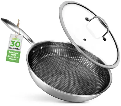 Produktbild von NutriChef Edelstahlpfanne 31 cm mit Deckel – Antihaft Bratpfanne Induktion Kratz