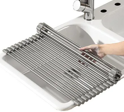 Image de Égouttoir pliable en acier inoxydable pour meuble bas