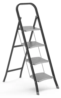 Produktbild von Evila Originals, Faltleiter aus 100% Stahl, 150 kg Tragkraft, Silber/Grau, 43,5 x 130 cm