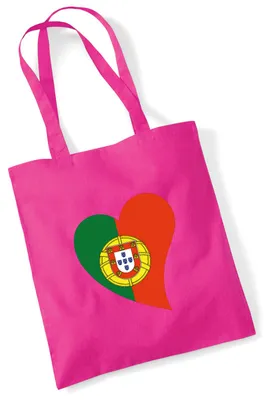 Produktbild von Huuraa Jutebeutel Portugal Flagge Herz 10 Liter Fuchsia Baumwolle Tasche Geschenkidee