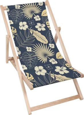 Produktbild von Dreamroots Liegestuhl klappbar Holz,  bis zu 130 kg, Sonnenliege klappbar mit 3-stufiger Neigungsregulierung der Rückenlehne, Elegant Gold Exotic
