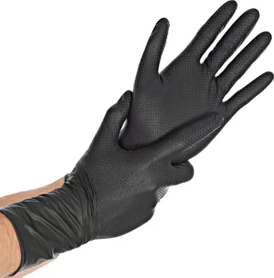Immagine prodotto di 10x Hygostar 270918 Nitrilhandschuhe Power Grip Long schwarz Gr. 9/L puderfrei