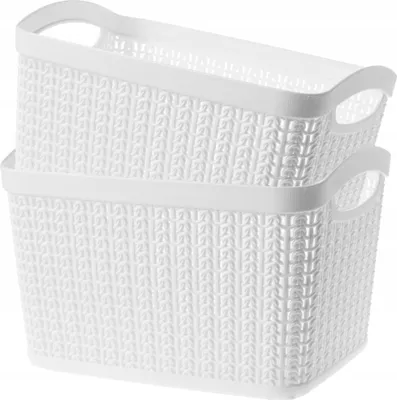 Produktbild von KADAX Aufbewahrungskorb aus Kunststoff "Fonti", Ordnungsbox, mit Griffen, rechteckig, Weiß, 6.6L, 2 Stück