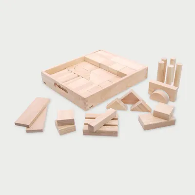 Immagine prodotto di TickiT Set di blocchi da costruzione in legno - Blocchi da costruzione jumbo con contenitore in legno