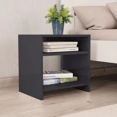 Obrázek produktu pro vidaXL Noční stolek s vysokým leskem šedý 40x30x40 cm Dřevěný materiál