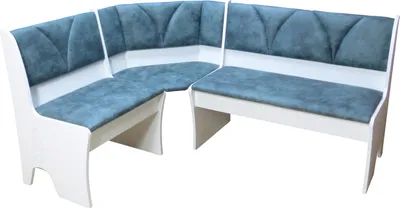 A white and blue corner bench group.