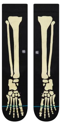 Produktbild von Stance Bones 3 Gemusterte Crew Socken, Schwarz, Größe L, nahtlose Zehenpartie und Polsterung