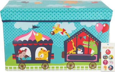 Produktbild von Bieco Aufbewahrungsbox mit Deckel Kinder Zirkus | Spielzeug Aufbewahrung | Spielzeugkiste mit Deckel Aufbewahrungsbox Kinder Box Kinderbank Stauraum Kindersitzbank Sitzbank Sitzhoker Spielzeugbox Toy