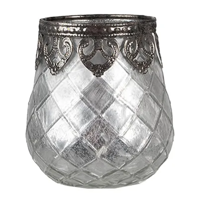 Produktbild von Clayre & Eef Teelichthalter Ø 9x11 cm Silberfarbig Glas