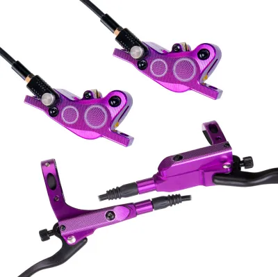 Zdjęcie produktu dla Rowerowy hydrauliczny hamulec tarczowy, hydrauliczny hamulec przedni wykonany z aluminium do rowerów górskich, szosowych i z przekładnią stałą (fioletowy)