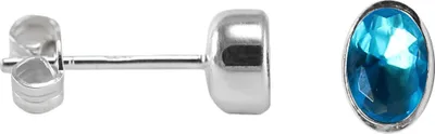 Produktbild von 925 Sterling Silber Ohrstecker mit ovalem Zirkonia Farbe - Hellblau