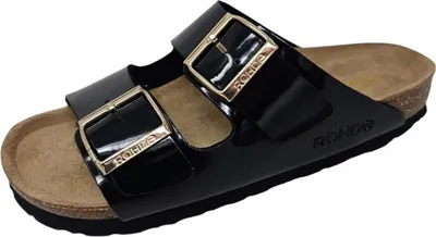 Image de Rohde Femmes Pantolette Laque deux boucles Lit de pied en liège Alba 5576, Taille:38 EU, Couleur:Noir