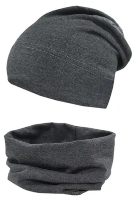 Zdjęcie produktu dla Zestaw 2 sztuk: czapka typu beanie i szalik typu tube dla chłopców marki TupTam, kolor: grafitowy melanż, rozmiar czapki: 56