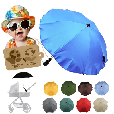 Produktbild von BAMBINIWELT Sonnenschirm für Kinderwagen Ø68cm UV-Schutz50+ Schirm Sonnensegel Sonnenschutz, türkis